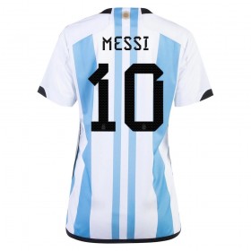 Fotbalové dres Argentina 3 Star MESSI 10 Dámské Mistrovství Světa 2022 Krátký Rukáv